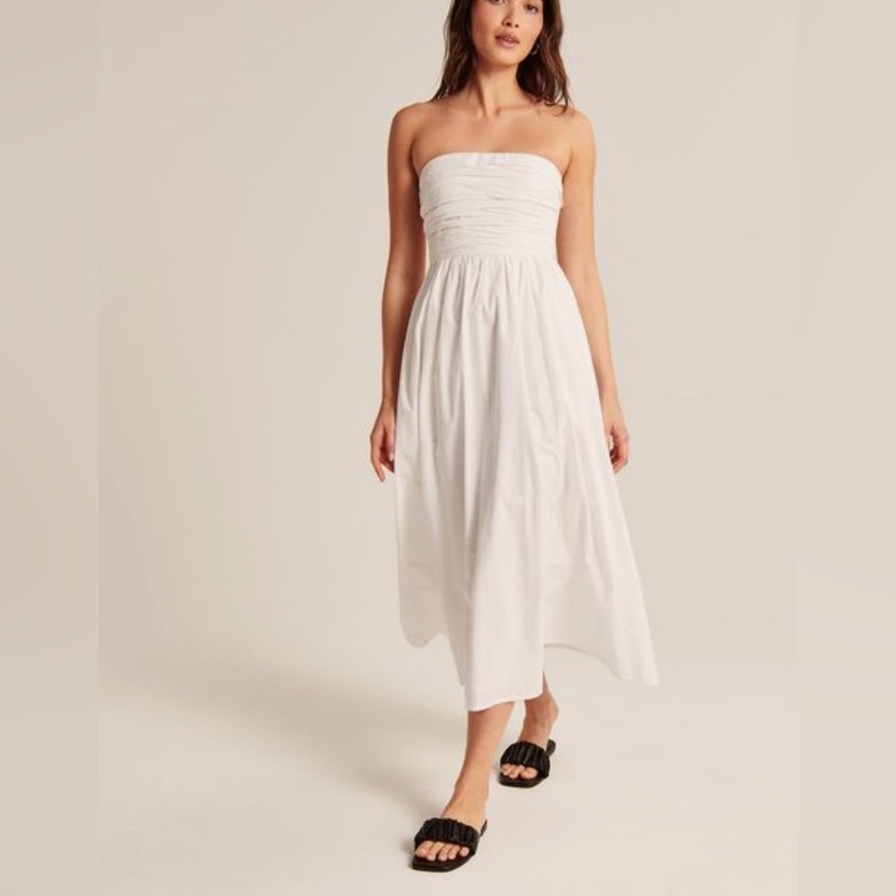 Abercrombie Poplin Strapless Midi Dress NEW WITH TAGS